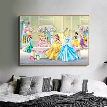 Disney Princesė Drobės Paveikslai snieguolė Undinė Plakatai ir Spausdina Sienos Menas Nuotraukas Gyvenimo Grils Kambaryje Namų Puošybai