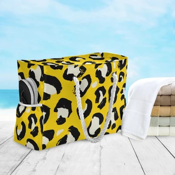 Dizaineris Prekės Moterų Nešti Maišą Pečių Krepšiai, Didelės Talpos Paplūdimio Krepšys Moteriška Rankinė Aukštos Kokybės Nailono Leopard Pirkinių Krepšys
