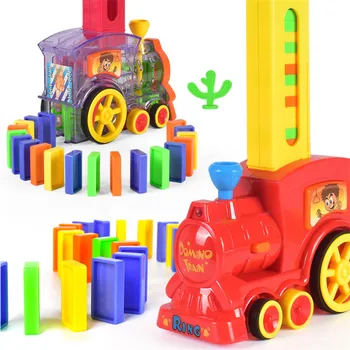 Doki Žaislas Domino Traukinio Žaislų Rinkinys Ralio Elektrinio Traukinio Modelio, Spalvinga Domino Žaidimas Blokai Automobilių, Sunkvežimių Kaupimas Vaikų Dovanų