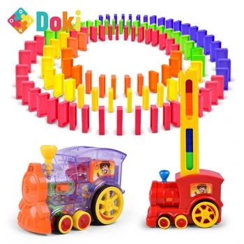Doki Žaislas Domino Traukinio Žaislų Rinkinys Ralio Elektrinio Traukinio Modelio, Spalvinga Domino Žaidimas Blokai Automobilių, Sunkvežimių Kaupimas Vaikų Dovanų