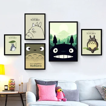 Drobė, Tapyba Anime Plakatai Animacinių filmų Totoro Tapybos Vaikų Kambarį Bedromm Miyazaki Sienos paveiksl Namų Dekoro