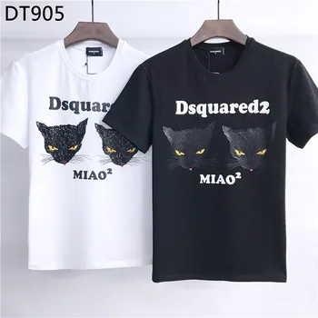 Dsquared2 DSQ-Klasikinis italų prekės ženklo moterų ir vyrų T-shirt streetwear spausdinti atsitiktinis O-kaklo trumparankoviai modelis