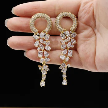 Dubajus 18 ct aukso pakabukas auskarai, rožinė aukso kutas papuošalai, auskarai vestuves elegantiškas ir gražus motinos accesso