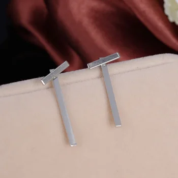 Dvipusis Auskarai Moterims, T Formos Sąsagas Earings bižuterijos Paprastas Metalo Stick