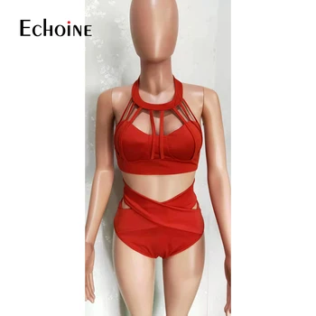 Echoine Moterų Kietas Seksualus Bikini Komplektas Nėrinių Apynasrio Apkarpyti Viršūnes Aukšto Liemens Kelnaitės Sutampantys Dviejų Dalių Komplektas Komplektai Paplūdimio Maudymosi Kostiumėlį