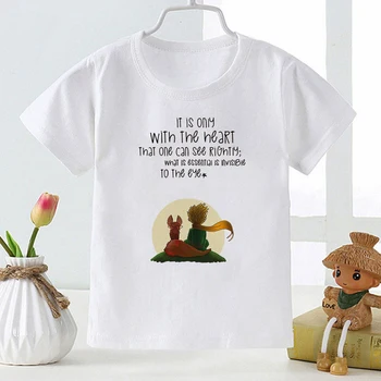 Estetinės Baby Vaikų Vasaros Kasdienių Drabužių Minkštas Jaukus Audinys T-shirt Mažasis Princas Spausdinti korėjos Harajuku Mergaitė Berniukas T-shirts