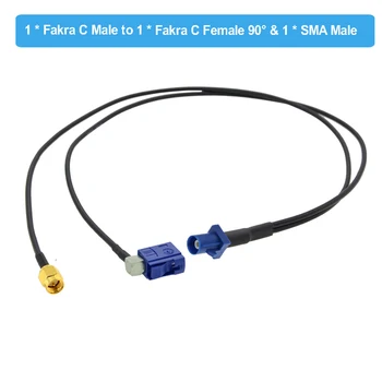Fakra C Vyrų SMA Male & Fakra C Moterų Y Tipo GPS Adapteris Fakra SMA Splitter Cable Navigacijos GPS Antena ilgintuvas
