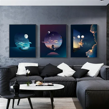 Fantazijos Visatoje Planetos Darželio Drobės Tapybos Abstraktūs Kosmoso Ūkas Sienos Menas, Plakatų ir grafikos Šiuolaikinio Gyvenimo Kambario, Namų Dekoro