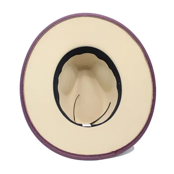 Fedora skrybėlę juostos diržo sagtis fascinator veltiniai skrybėlės vyrų pločio kraštų rudens žiemos Dviejų spalvų gradientas naujas klasikinis prabangos moterų skrybėlės