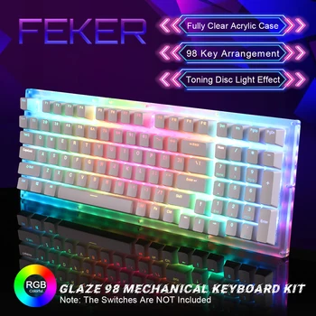 FEKER Glazūra 98 Laidinio Mechaninė Klaviatūros Rinkinys RGB Apšvietimu skaidraus Akrilo Atveju OEM profilis 98 Klavišus Žaidimų Klaviatūra, 