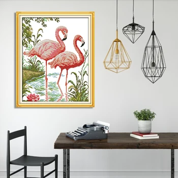 Flamingas Paveikslų serija Kryželiu Atspausdinta Drobė 