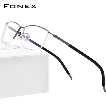FONEX Gryno Titano Taurės Vyrų Pusę Aikštės Trumparegystė Optinis Recepto Akiniai Rėmeliai 2021 Naujas Pusiau Taškus Akiniai F1015