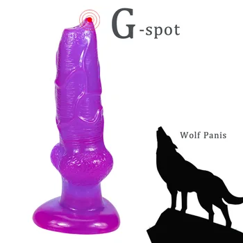 G-Spot Vilkas Penis Sekso Žaislai 22CM Gyvūnų Modeliavimas Varpos Wolfdog Avių G-spot Kieme Netikrą Penio Masturbacija Suaugusiems