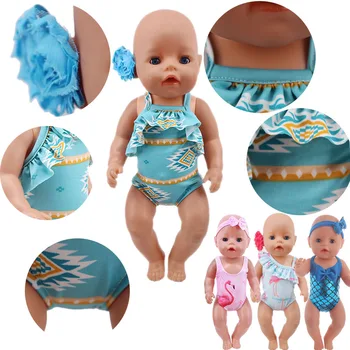 Galvos Gėlių maudymosi kostiumėlį žvynų Stiliaus 43Cm Baby Elementai ir 18Inch Amerikos Lėlė Mergaitė,Kartos Gimęs Kūdikis Reikmenys Drabužiai