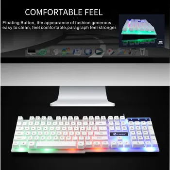 Gamer Pelė, Klaviatūra, Combo Komplektas, RGB Šviesos Žaidimų Kompiuterį Keycap USB Laidinė LED Backlight Vandeniui KOMPIUTERIO Pelės Ir Klaviatūros Rinkinys