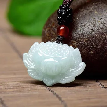 Gamtos Mianmaro Žadeitas Lotus Jade Pakabukas Papuošalai pasisekė Exorcise piktųjų dvasių Saugos Amuletas Jade Pakabukas Fine Jewelry