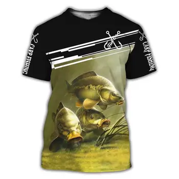 Gražių Karpių Žvejyba 3D visoje Spausdinti vyrų marškinėliai Harajuku Mados Trumpas rankovės marškinėliai vasaros streetwear Unisex marškinėlius