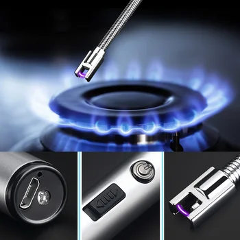 GRILIS LED USB Elektra Įkraunamą Ilgai Virtuvėje Viryklė Dujos, Lengvesnės Vėjo Plazmos Lanku Flameless Lauko Žvakių Žiebtuvėliai
