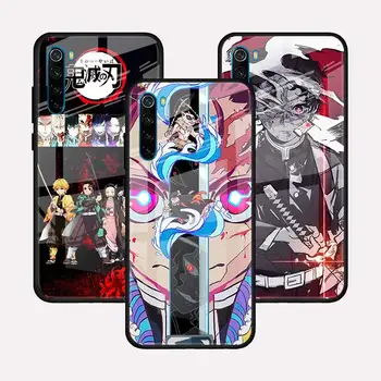 Grūdintas Stiklas Telefoną Atveju Xiaomi Redmi Pastaba 9S 8T 9T 7 8 9 Pro 8A 9A 9C K20 K30 Pro Dangtelio Korpuso Anime Demon Slayer