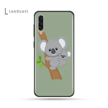Gyvūnų puikus miego koala Juodas Telefonas Padengti Samsung A20 A30 30s A40 A7 2018 J2 J7 premjero J4 Plius S5 Pastaba 9 10 Plius