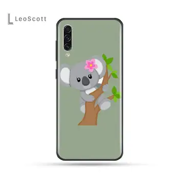 Gyvūnų puikus miego koala Juodas Telefonas Padengti Samsung A20 A30 30s A40 A7 2018 J2 J7 premjero J4 Plius S5 Pastaba 9 10 Plius