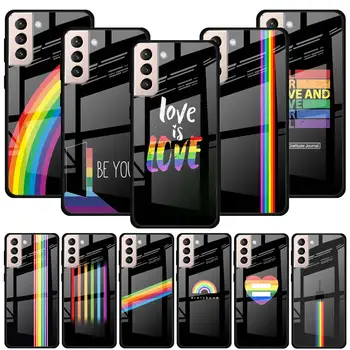 Gėjų, Lesbiečių LGBT Vaivorykštė Pasididžiavimas Grūdintas Stiklas Case For Samsung Galaxy S21 Ultra S20 FE S10 S10e Lite S8 S9 Plus 5G Padengti Coque