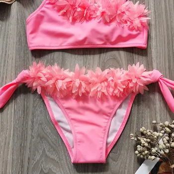 Gėlių mergaičių maudymosi kostiumėlį Vaikai 2-14 Metų Bamblys Mergina Bikini Nustatyti Vieną Petį Dviejų dalių Vaikų maudymosi Kostiumėliai, Mergaičių Maudymosi Kostiumą 2021