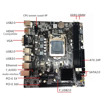 H61 stacionaraus KOMPIUTERIO pagrindinės Plokštės LGA 1155 Pin 2 gb DDR3 Tinklo plokštė VGA su HDMI Suderinamų Kompiuterių Plokštės Parama i3 i5 CPU DNF