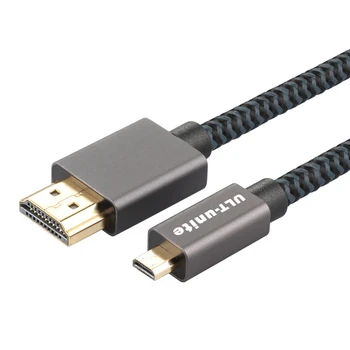 HDMI A-D 4K HD laido MicroHDMI kabelis, 19+1 standartinis PP siūlai aliuminio korpuso TV Kabelis