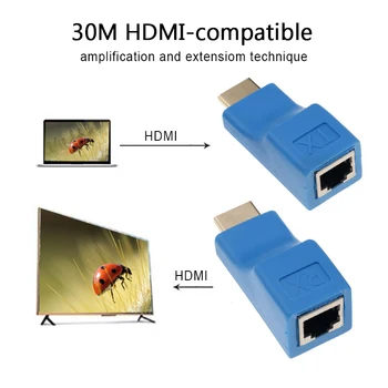 HDMI suderinamus Extender Iki 30m RJ45 Uostų LAN Tinklo HD Pratęsimo 30m Per CAT5e/6 UTP LAN Ethernet Kabelis, HDTV Monitorius