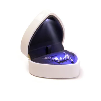 Heart LED Light Engagement Ring Bracelet Holder Jewelry Display Box Storage Case