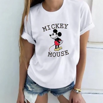 I Cant Net Minnie T-shirt Juokinga Spausdinti Disney Marškinėliai Moterims trumpomis Rankovėmis Streetwear Tee Marškinėliai Vasarą Moteris Viršuje