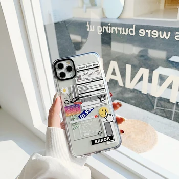 INS Gatvės Mados Tendencija Prekės Brūkšninio kodo Etiketės Telefono dėklas Skirtas iPhone 11 12 Pro Max XR XS 7 8 Plius Transparen Minkštas Silikoninis Dangtelis