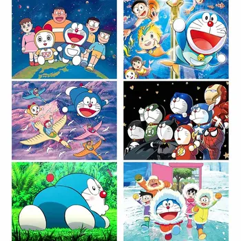 Japonijos Anime Kryželiu Diamond Tapybos 5D Doraemon Nuotrauką Siuvinėjimo Modelio Siena Lipdukas Mozaikos Namų Dekoravimui
