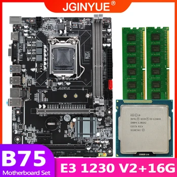 JGINYUE plokštė B75 LGA 1155 rinkinys rinkinį su Xeon E3 1230 V2 procesorių ir DDR3 16 GB(2*8GB) Desktop atminties B75M-VH PLIUS