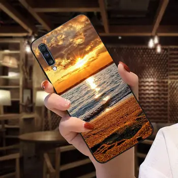 Jūros Bangos Paplūdimyje purškimo vandenyno salų Minkštas Telefono dėklas Samsung Galaxy A50 A10 A20 A20E A20S A40 A51 A70 A30 A6 A7 A8 Atveju