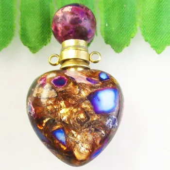 Jūros Nuosėdų Jaspers širdies formos Pakabukas Aliejus Difuzoriaus kvepalų buteliuko karolius, žavesio papuošalai priėmimo išgydymo dovanos