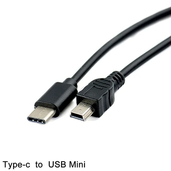 Karšto pardavimo 1pc USB Tipas-c, Mini USB Kabelis, USB-C Vyrų į Mini-B Male Konverteris Adapteris Sukelti Duomenų Kabelis 30cm