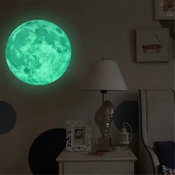 Karšto Pardavimo Estetinės 3D Šviesos Švytėjimas Tamsoje Mėnulis Siena Lipdukas Nuimamas Apdailos Liuminescencinės Lipdukas Namų, Vaikų Kambarys Decal