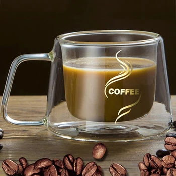 Kavos Puodelis Espresso Puodelis Šilumos Dvigubo Stiklo Sienos, Aukštos Borosilikatinio Puodeliai DFK889
