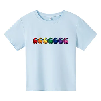 Kawaii Naują Žaidimą iš Mūsų, Marškinėliai Vaikams Juokingas Vasaros Viršūnes Animacinių filmų Print T-shirt Impostor Grafinis Tees Hip-Hop Unisex Marškinėlius