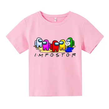 Kawaii Naują Žaidimą iš Mūsų, Marškinėliai Vaikams Juokingas Vasaros Viršūnes Animacinių filmų Print T-shirt Impostor Grafinis Tees Hip-Hop Unisex Marškinėlius