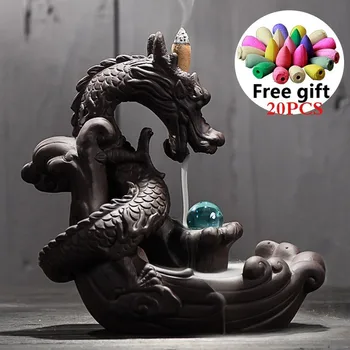 Keramikos Moliuskui smilkalų degiklis Kūrybos Namuose decorativa Dragon Smilkalų Laikiklis Censer Su Krištolo Rutulį su 20pcs smilkalų dovana