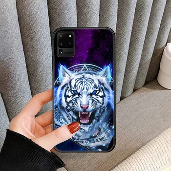 Kietas Gyvūnų Tigras Telefono dėklas Dangtelis Skirtas SamSung Galaxy S Pastaba 7 8 9 10 20 Uitra Plus E Lite juoda Juoda Coque Silikono Atgal