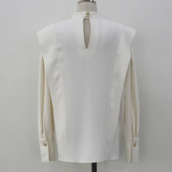 Kimotimo Bloues Marškinėliai Moterims 2020 M. Rudenį Pavasarį Ilgai Rankovės Baltos Spalvos Elegantiškas Blusas Korėjos Prašmatnus Netikrą Dviejų Dalių Viršūnes Femme Drabužiai
