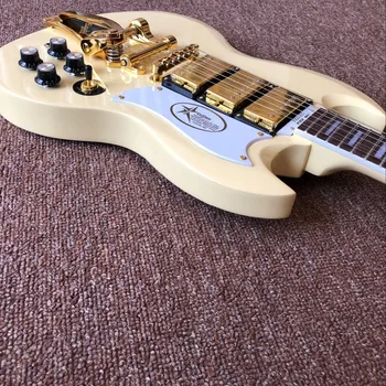 Kinija Custom shop.Džiazo elektrinė gitara,3 paėmimas ir Aukso aparatūros gitaar,balta spalva guitarra,vibrato sistema