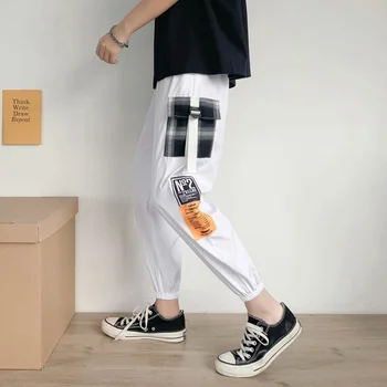 Korėjos juostelės haremo kelnės mados vyrų ruožas juosmeniu darbo drabužiai-hip-hop atsitiktinis mados naujiena