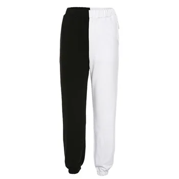 Korėjos Mados Aukštos Juosmens Black&white Kratinys Sportiškas Haremo Kelnės Harajuku Prarasti Atsitiktinis Sportiškas Streetwear Kelnės