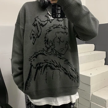 Korėjos Mados Ins Harajuku Stiliaus Animaciją Anime Žakardo Megztas Megztinis Moteriška Pavasarį Japonijos Atsitiktinis Palaidų Plius Dydžio Megztinis