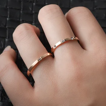 Korėjos Mados Nerūdijančio Plieno Cirkonis Žiedas Naujas Titano Plieno Pora Žiedas Pora Vestuvių Žiedai Moterims vestuvių žiedai